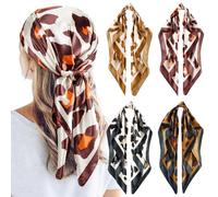QBSM 4 Pcs 35'' Satin Head Scarf Silk Feeling Neck Scarves Hair Wrap for Sleeping Large Square Headscarf for Women