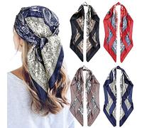 QBSM 4 Pcs 35'' Satin Head Scarf Silk Feeling Neck Scarves Hair Wrap for Sleeping Large Square Headscarf for Women