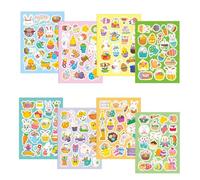 Qbuaat Easter Stickers,8 Sheets Happy Easter Stickers for Children Kids,Self-Adhesive Cute Bunny Eggs Easter Sticker Holiday Decoration Decal for Envelopes Cards Easter Gifts Scrapbooks Crafts Party