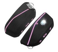 QBUC 2PCS for BMW Key Fob Cover, Soft Silicone Key Case for BMW 2024 2023 2025 7 Series IX I5 M60 X5 X7 X6 IX I7 Car Key Protector with Rings (3 Button,Black+Pink)