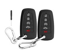 QBUC 2PCS for Ford Key Fob Cover with Keychain Soft Silicone Protection Compatible with 2017-2026 F150 F250 F350 F450 F550 F650 F750 5-Buttons (Black+Black)