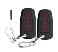 QBUC 2PCS for Ford Key Fob Cover with Keychain Soft Silicone Protection Compatible with 2017-2026 F150 F250 F350 F450 F550 F650 F750 5-Buttons (Black Red+Black Red)