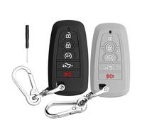QBUC 2PCS for Ford Key Fob Cover with Keychain Soft Silicone Protection Compatible with 2017-2026 F150 F250 F350 F450 F550 F650 F750 5-Buttons (Black+Gray)