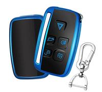 QBUC Car Key Cover for 5 Button Soft TPU with Keychain Anti-dust Protection Car Remote Key Fob Case Cover (Blue)