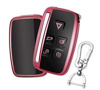 QBUC Car Key Cover for 5 Button Soft TPU with Keychain Protection Car Remote Key Fob Case Cover (Pink)