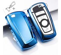QBUC Car Key Cover for BMW Soft TPU Anti-dust Protection Key Case Shell Keyless Remote Control Smart Car Key Protector for BMW 1/2/3/4/5/6/7 Series and X3 X4 M2 M3 M4 M5 M6 (Blue)