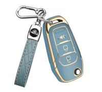 QBUC for Ford Key fob Cover,Soft TPU Key Case Compatible with 2015 2016 2017 2018 2019 Ford F150 F250,Focus 3 Escort Kuga Everest Fiesta Mustang Edge MKV Fusion 2016 Ranger flip Remote Key(Blue)