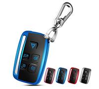 QBUC for LAND ROVER Key Fob Cover Case with Keychain for Range Rover Evoque Sport Land Rover Discovery Jaguar F-Pace XE XF XJ, Blue, S