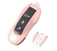 QBUC for Porsche Key Fob Cover,3-Piece Painted Key Shell Compatible with Porsche Cayenne Panamera Macan Cayman (Morandi Pink)