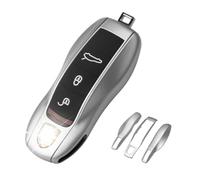 QBUC for Porsche Key Fob Cover,3-Piece Painted Key Shell Compatible with Porsche Cayenne Panamera Macan 911 Boxter Cayman (Silver Gray)