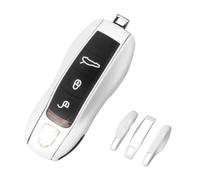 QBUC for Porsche Key Fob Cover,3-Piece Painted Key Shell Compatible with Porsche Cayenne Panamera Macan 911 Boxter Cayman (White)