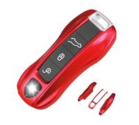QBUC for Porsche Key Fob Cover, 3-Piece Painted Key Shell Compatible with Porsche Taycan Carrera Cayenne Panamera (Red)