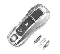 QBUC for Porsche Key Fob Cover, 3-Piece Painted Key Shell Compatible with Porsche Taycan Carrera Cayenne Panamera (Chalk)