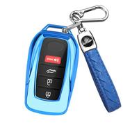 QBUC for Toyota Key Fob Cover with Keychain, Fit for Toyota Venza Corolla Cross Grand Highlander Tundra RAV4 Prime Prius Land Cruiser Sequoia Sienna Crown Tacoma 2025 Camry (Blue)