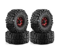 QBVHAEPY 4pcs 1. 9 Beadlock Wheels And Tires Set With Strong Grip For 1 10 Scale Crawler Car Compatible With II Models(4pcs Red)