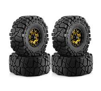 QBVHAEPY 4pcs 1. 9 Beadlock Wheels And Tires Set With Strong Grip For 1 10 Scale Crawler Car Compatible With II Models(4pcs Gold)