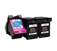 QBVHAEPY ALIZEO 67XL Ink Cartridge Replacement Compatible With 67 XL 67 Works With Deskjet Plus 4140 4152 4155 4158 1225 2732 2752 1225 Printers(3pcs)