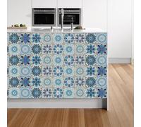 QBYRSSS Exquisite Stick on Tiles Mandala Blue Purple Self Adhesive Wall Tiles Vinyl Backsplash DIY Home Decor for Kitchen Bathroom Waterproof Oilproof Peel and Stick Tile Stickers 30x240 cm