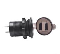 QC 3.0 Dual USB Car Charger for 12V-24V Vehicles, with Digital Voltmeter, Blue LED Indicator, Touch Switch, and Retrofit Socket - Motorcycle &