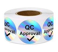 QC Approval Labels QC Passed Stickers 1 Inch Hologram Inventory Quality Control Stickers for Warehouse 500 Pcs Tested Pass Inventory Control Stickers for Shipping Inventory Quality Control Check