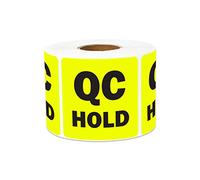 QC Hold Stickers - 2 x 2 Inch Square Fluorescent Yellow Color Coding QC Hold Label Stickers for Quality Control Production Line Warehouse Inventory Management Inspection Stickers - 300 Labels/Roll