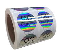 QC Passed Stickers 1" 500 Pcs Hologram QC Pass Stickers for Warehouse Inventory Quality Control Check Tested Pass Approval