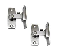 QCAA 2.5" Heavy Forged Solid Brass Door Latch, 90 Degree Right Angle Door Latch Buckle for Doors & Windows, Brushed Nickel, 2Pack, Made in Taiwan