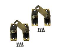 QCAA 2.5" x 2.65", Large, Heavy Solid Forged Brass Door Latch, 180 Degrees Flat Surface Mounting Door Latch Buckle for Doors & Windows, Antique Brass, 2 Pack, Made in Taiwan
