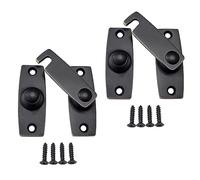 QCAA 2.5" x 2.65", Large, Heavy Solid Forged Brass Door Latch, 180 Degrees Flat Surface Mounting Door Latch Buckle for Doors & Windows, Aged Classic Bronze, 2 Pack, Made in Taiwan