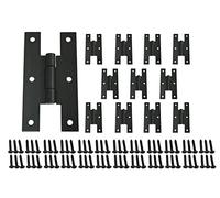 QCAA Black Steel H-Hinge, for Cabinet Doors, Matte Black, 12 Pack, Made in Taiwan