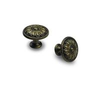 QCAA Cabinet Vintage Knob for Drawer, 1.18 inch Diameter, Antique Brass, 6 Pack, Made in Taiwan