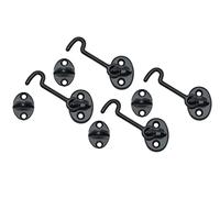 QCAA Forged Brass Cabin & Door Hook Latch & Eye, 2-1/2", Matte Black, 4 Pack, Made in Taiwan
