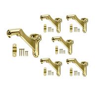 QCAA Heavy Duty Handrail Bracket, 3", Stair Railing Bracket for Home and Office, Zinc Die Cast, Bright Brass, 6 Pack, Made in Taiwan