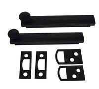 QCAA Heavy Duty Solid Brass Concealed Surface Bolt, 4", Matte Black, 2 Pack, Made in Taiwan