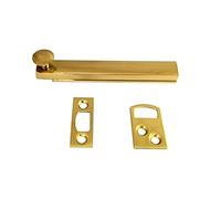 QCAA Heavy Duty Solid Brass Concealed Surface Bolt, 4", Polish Brass, 1 Pack, Made in Taiwan