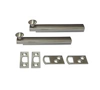QCAA Heavy Duty Solid Brass Concealed Surface Bolt, 4", Satin Nickel, 2 Pack, Made in Taiwan