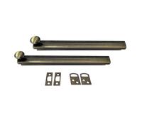 QCAA Heavy Duty Solid Brass Concealed Surface Bolt, 6", Brushed Antique Brass, 2 Pack, Made in Taiwan