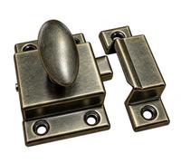 QCAA Oval Turn Cabinet Latch, for Cupboard & Other Furniture, Small, Antique Brass, Made in Taiwan, 1 Pack