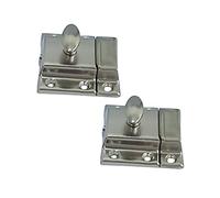 QCAA Oval Turn Cabinet Latch, for Cupboard & Other Furniture, Small, Chrome Plated, Made in Taiwan, 2 Pack