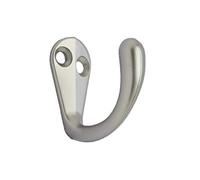 QCAA Premium Quality Single Prong Robe Hook Hanger, Zinc Die Cast, Matte Nickel, Made in Taiwan, 12 Pack
