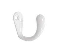 QCAA Premium Quality Single Prong Robe Hook Hanger, Zinc Die Cast, White, Made in Taiwan, 6 Pack