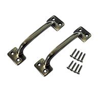 QCAA Soild Sash Lift Pull, Traditional Type, 4-1/2", Brushed Antique Brass, 2 Pack, Made in Taiwan