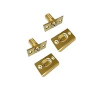 QCAA Solid Brass Adjustable Ball Catch with Strike, 2-1/8" x 1" x 1-5/16" Height, 11/16" Dia., Polished Brass, Made in Taiwan, 2 Pack