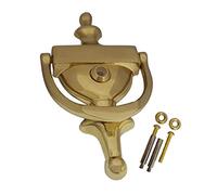 QCAA Solid Brass Door Knocker, 7", with 160 Degree Glass Len Door Viewer (UL Listed), Polished Brass, 1 Pack