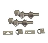 QCAA Solid Brass Dutch Door Bolt, 4", Brushed Satin Nickel, Made in Taiwan, 2 Pack