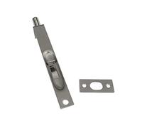 QCAA Solid Brass Flush Bolt, Square Shape, 6", Brushed Satin Nickel, 1 Pack, Made in Taiwan