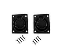 QCAA Solid Brass Flush Ring Pull, 3" x 3-1/2", Matte Black, 2 Pack, Made in Taiwan