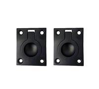 QCAA Solid Brass Flush Ring Pull, 36.5 x45 mm, Matte Black, 2 Pack, Made in Taiwan