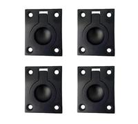 QCAA Solid Brass Flush Ring Pull, 36.5 x45 mm, Matte Black, 4 Pack, Made in Taiwan