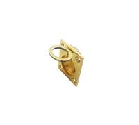 QCAA Solid Brass Flush Ring Pull, 36.5 x45 mm, Polished Brass US3, 1 Pack, Made in Taiwan